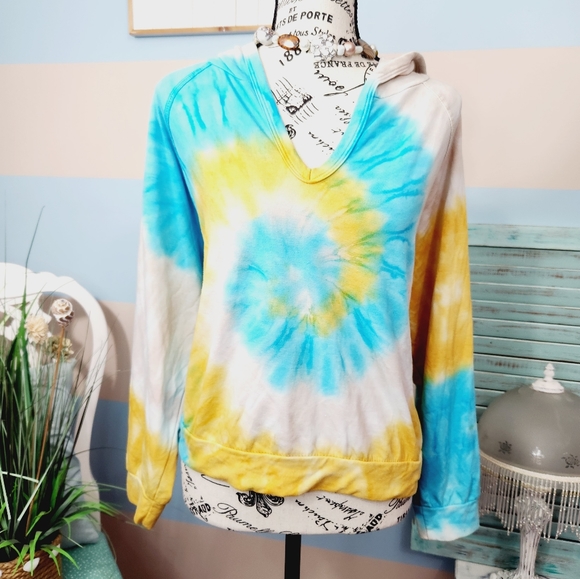 NWT Anthropologie Oversized Maronie Womens Tie-Dye Hooded Top - Picture 4 of 12